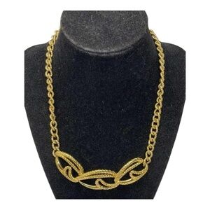 Trifari Vintage Gold-Tone Twisted Rope Link Statement‎ Necklace